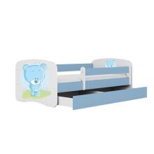Bed babydreams blue blue teddybear with drawer with non-flammable mattress 160/80