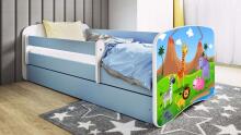 Bed babydreams blue safari with drawer with non-flammable mattress 180/80