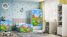 Bed babydreams blue safari with drawer with non-flammable mattress 140/70
