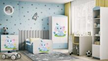 Bed babydreams blue baby elephant with drawer with non-flammable mattress 160/80