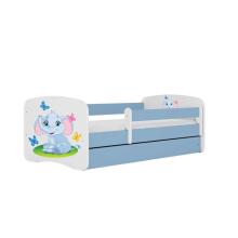 Bed babydreams blue baby elephant with drawer with non-flammable mattress 160/80