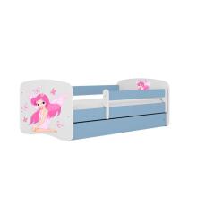 Bed babydreams blue fairy with butterflies with drawer with non-flammable mattress 140/70