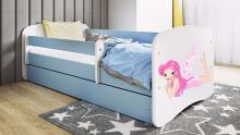 Bed babydreams blue fairy with wings with drawer with non-flammable mattress 160/80