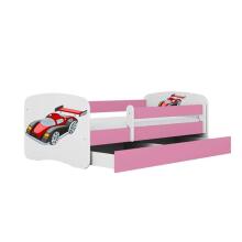 Bed babydreams pink racing car with drawer with coconut mattress 160/80