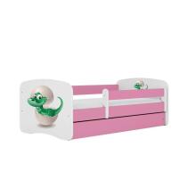 Bed babydreams pink baby dino with drawer with non-flammable mattress 160/80