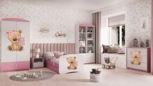 Bed babydreams pink teddybear flowers with drawer with non-flammable mattress 160/80
