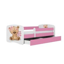 Bed babydreams pink teddybear flowers with drawer with non-flammable mattress 160/80