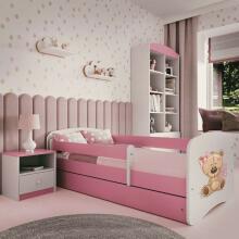Bed babydreams pink teddybear flowers with drawer with non-flammable mattress 160/80