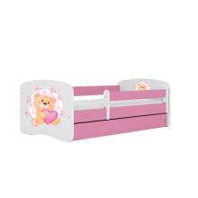 Bed babydreams pink teddybear butterflies with drawer with non-flammable mattress 140/70