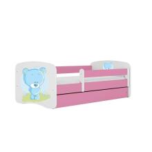Bed babydreams pink blue teddybear with drawer with non-flammable mattress 140/70