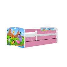 Bed babydreams pink safari with drawer with non-flammable mattress 140/70