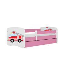 Bed babydreams pink fire brigade with drawer with non-flammable mattress 140/70