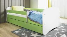 Bed babydreams green without pattern with drawer with non-flammable mattress 180/80