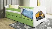 Bed babydreams green truck with drawer with non-flammable mattress 160/80