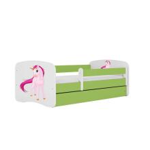 Bed babydreams green unicorn with drawer with non-flammable mattress 180/80