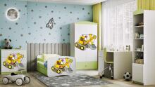 Bed babydreams green digger with drawer with non-flammable mattress 180/80