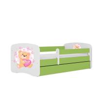 Bed babydreams green teddybear butterflies with drawer with non-flammable mattress 140/70