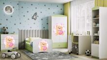 Bed babydreams green teddybear butterflies with drawer with non-flammable mattress 180/80