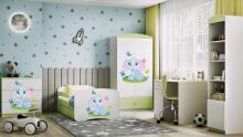Bed babydreams green baby elephant with drawer with non-flammable mattress 180/80