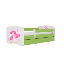Bed babydreams green fairy with butterflies with drawer with non-flammable mattress 180/80