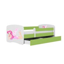 Bed babydreams green fairy with wings with drawer with non-flammable mattress 160/80