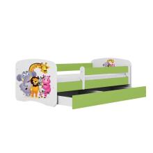 Bed babydreams green zoo with drawer with non-flammable mattress 160/80