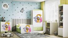 Bed babydreams green zoo with drawer with non-flammable mattress 160/80