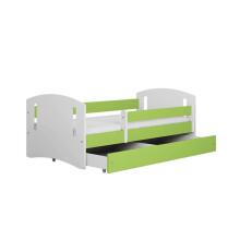 Classic 2 green bed with drawer, non-flammable mattress 140/80