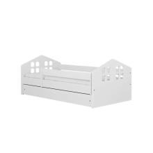 Bed Kacper white with drawer with non-flammable mattress 160/80
