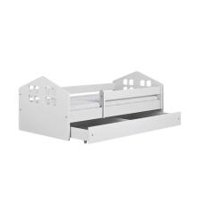 Bed Kacper white with drawer with non-flammable mattress 160/80