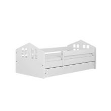 Bed Kacper white with drawer with non-flammable mattress 180/80
