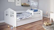 Bed Kacper white with drawer with non-flammable mattress 180/80