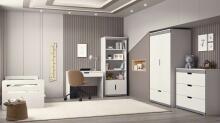 Bed tomi white with drawer with non-flammable mattress 160/80