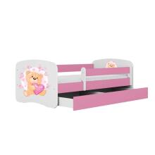 Babydreams bed, pink teddy bear butterflies with drawer, coconut mattress 180/80