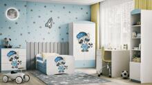 Babydreams blue raccoon bed with a drawer, latex mattress 180/80