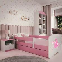 Babydreams bed, pink, princess on a horse, without drawer, coconut mattress, 140/70