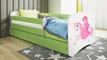 Babydreams green princess bed on a horse without a drawer, coconut mattress 180/80
