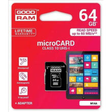 MICROSD 64GB CLASS 10/UHS 1 + ADAPTER SD