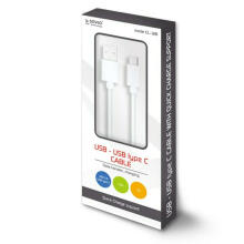 Savio USB - USB Type C 3A Kabelis 1m CL-126 Balts