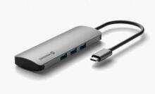 Swissten USB-C Sadalītājs 6in1 ar 3X USB 3.0 / 1X USB-C Power Delivery / 1X microSD / 1X SD / Alumīnija korpuss