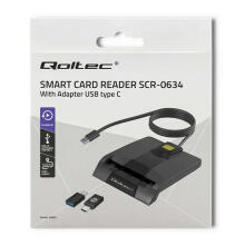 Qoltec 50632 Smart ID mikroshēmu karšu lasītājs SCR-0632 | USB tips C