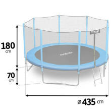 Dārza batuts 435 cm ar ārējo tīklu un Neo-Sport kāpnēm