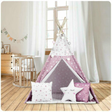 Детская палатка-типи с подсветкой Нукидо - розовая со звездами