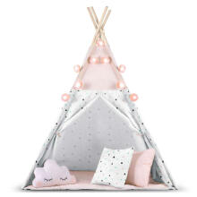 Teepee telts bērniem ar vītni un gaismām Nukido - rozā