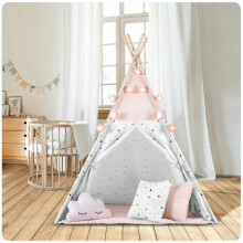 Палатка-вигвам для детей с гирляндой и подсветкой Нукидо - розовый