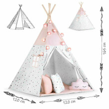 Палатка-вигвам для детей с гирляндой и подсветкой Нукидо - розовый