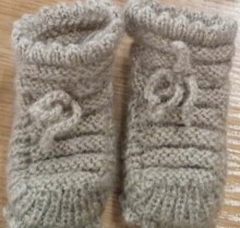 La Bebe™ Lambswool Hand Made Booties Art.1634 Beige Baby knitting booties