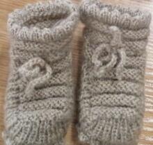 La Bebe™ Lambswool Hand Made Booties Art.1634 Beige Baby knitting booties