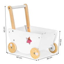 Koka leļļu ratu stūmējs 2in1 Ecotoys
