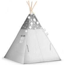 Teepee telts bērniem ar vītni un apgaismojumu Nukido - pelēka ar zvaigznēm